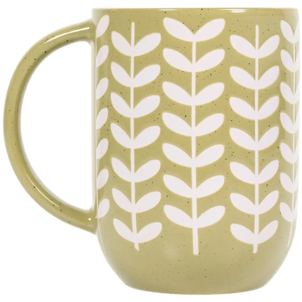 Plant Speckled Glazed Mug - Olive