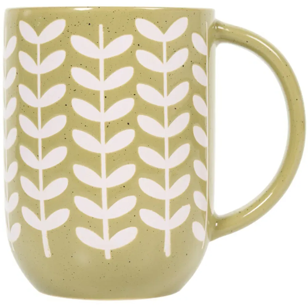 Plant Speckled Glazed Mug - Olive