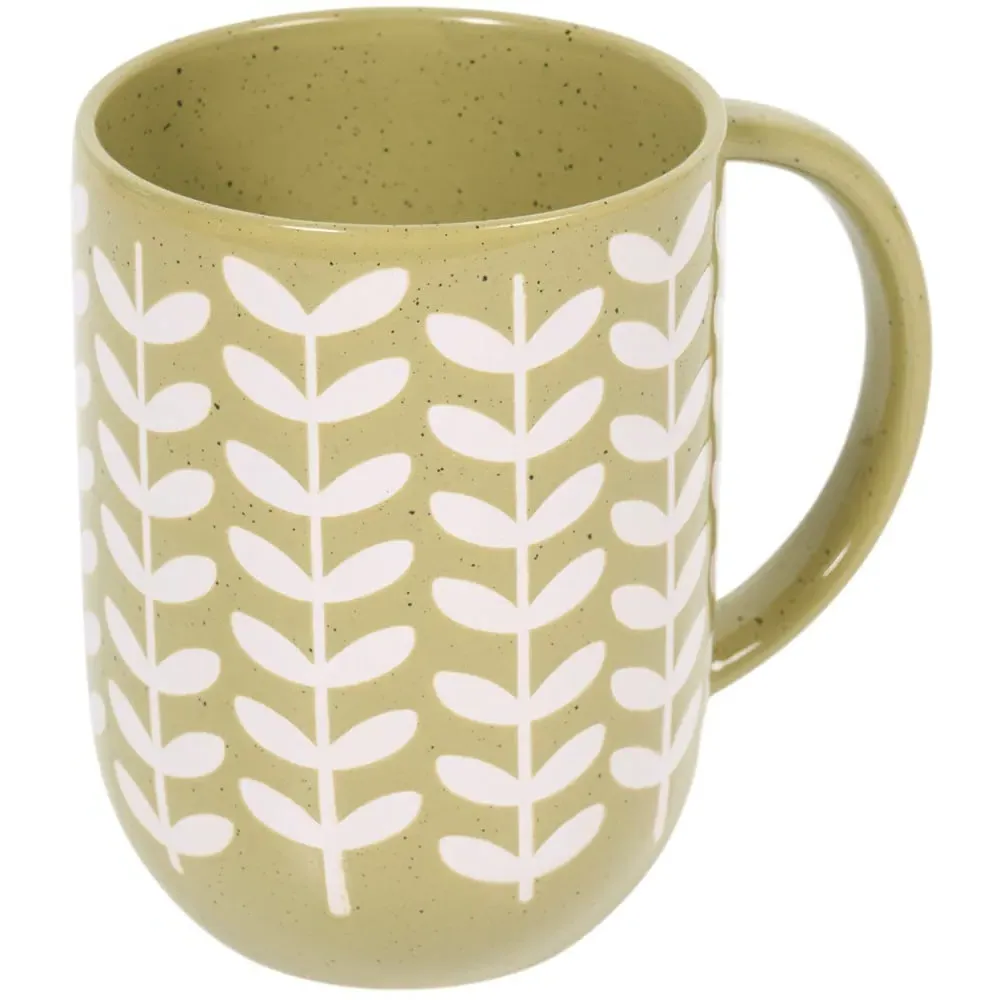 Plant Speckled Glazed Mug - Olive