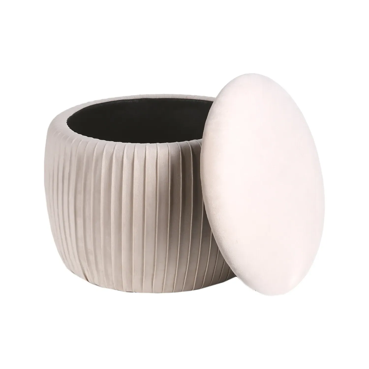 Pleated Eclipse Footstool with Storage - Champagne