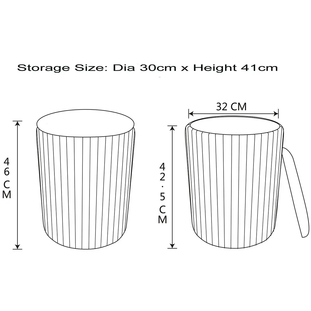 Pleated Storage Stool - Navy, Velvet