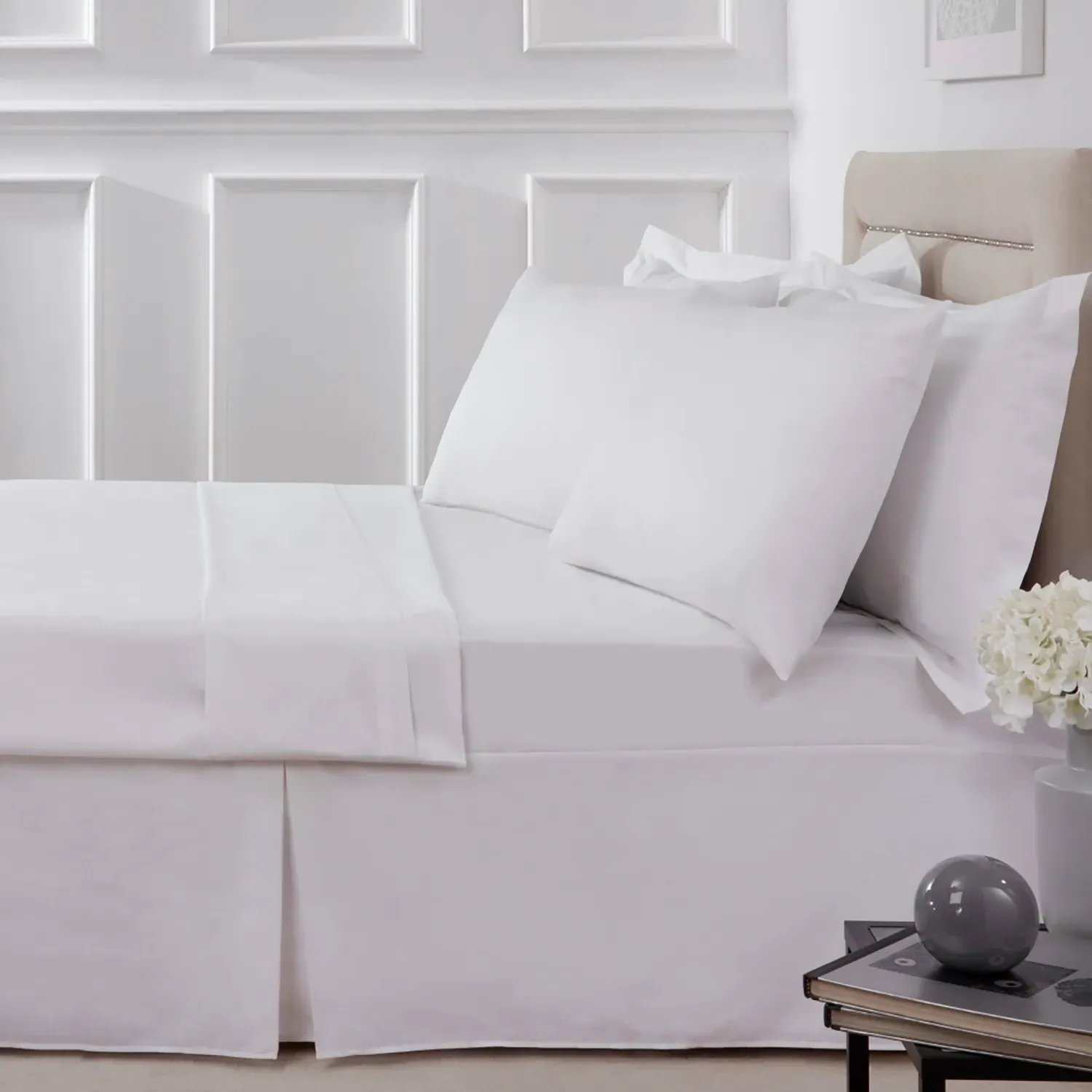 Polycotton Single Valance Sheet - White image