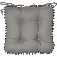 Pom Pom Seat Pad 2 Pack - Grey, Cotton