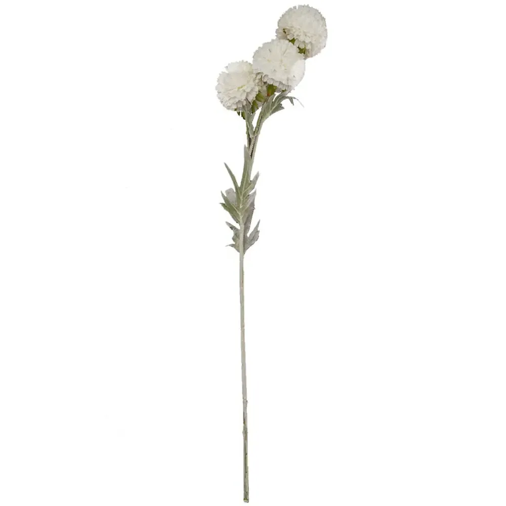 Pom Pom Single Stem Artificial Flower - White image