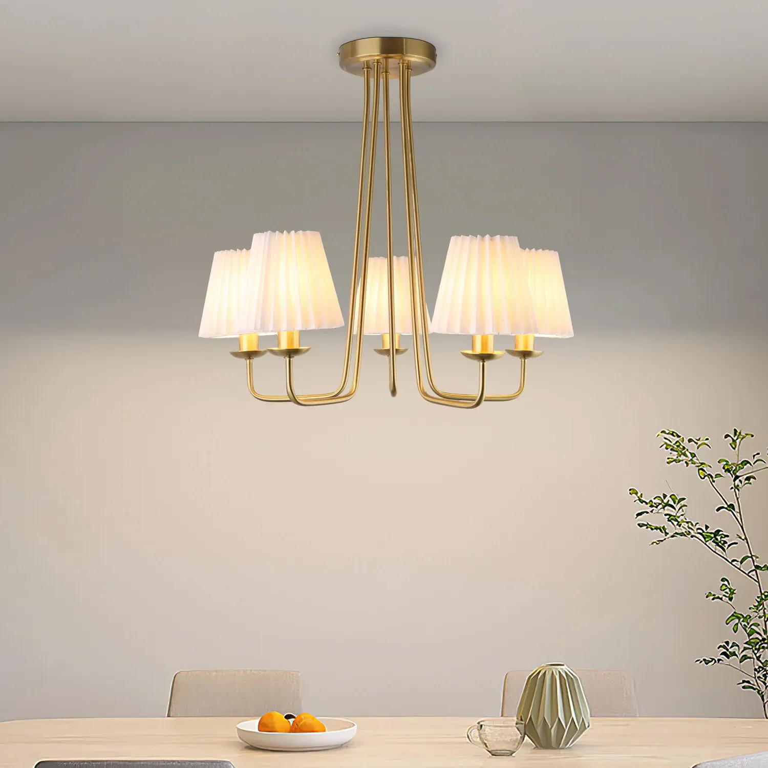 Poppy 5 Light Ceiling Fitting - Brass