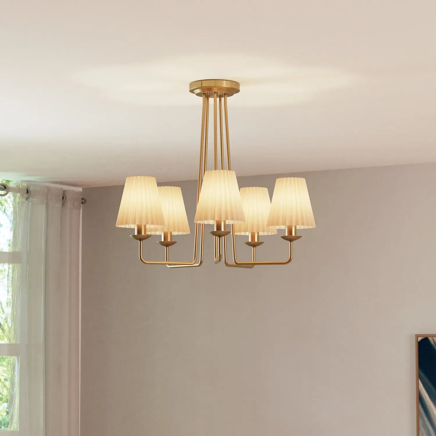 Poppy 5 Light Ceiling Fitting - Brass