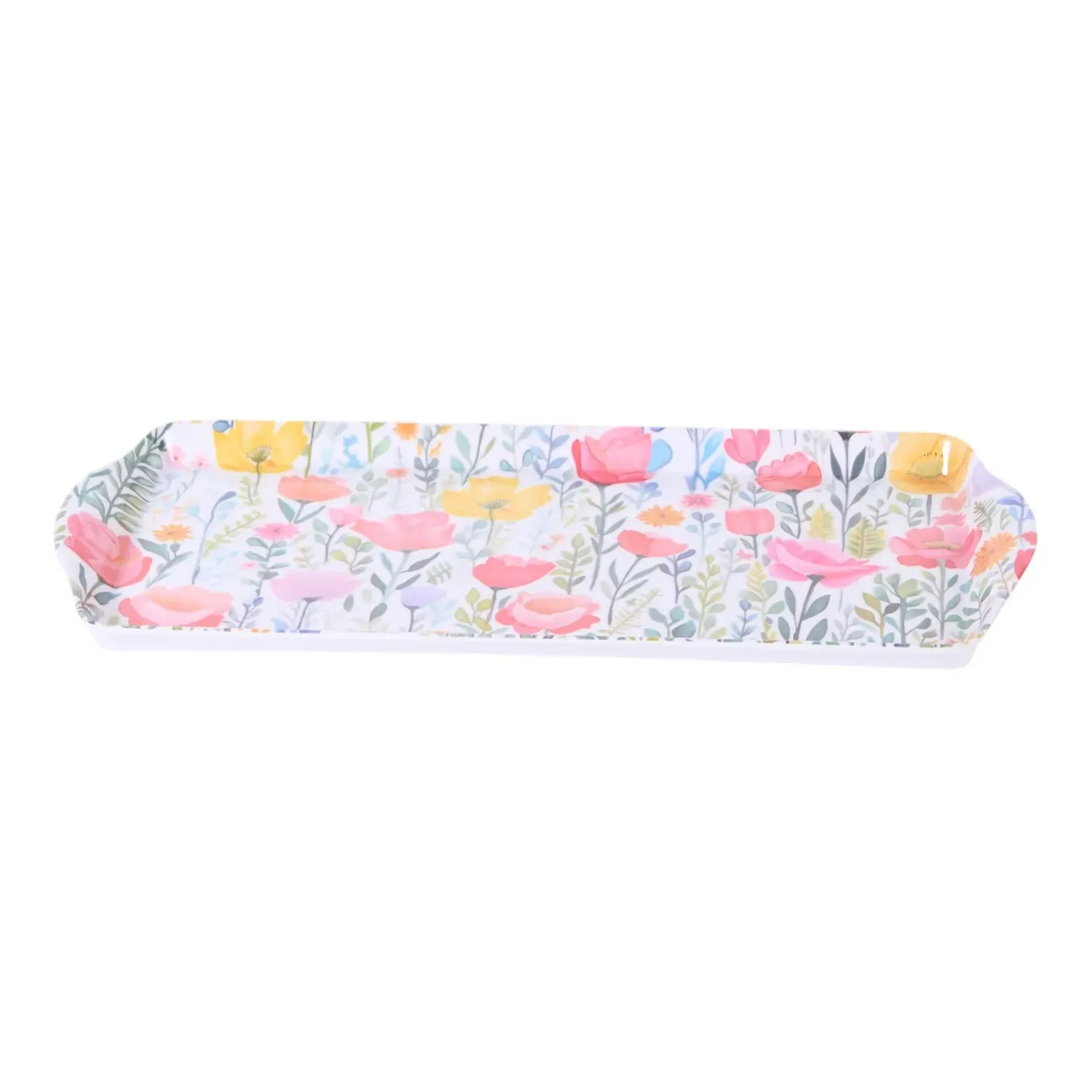 Poppy Meadow Long Drinks Tray - White, Pink