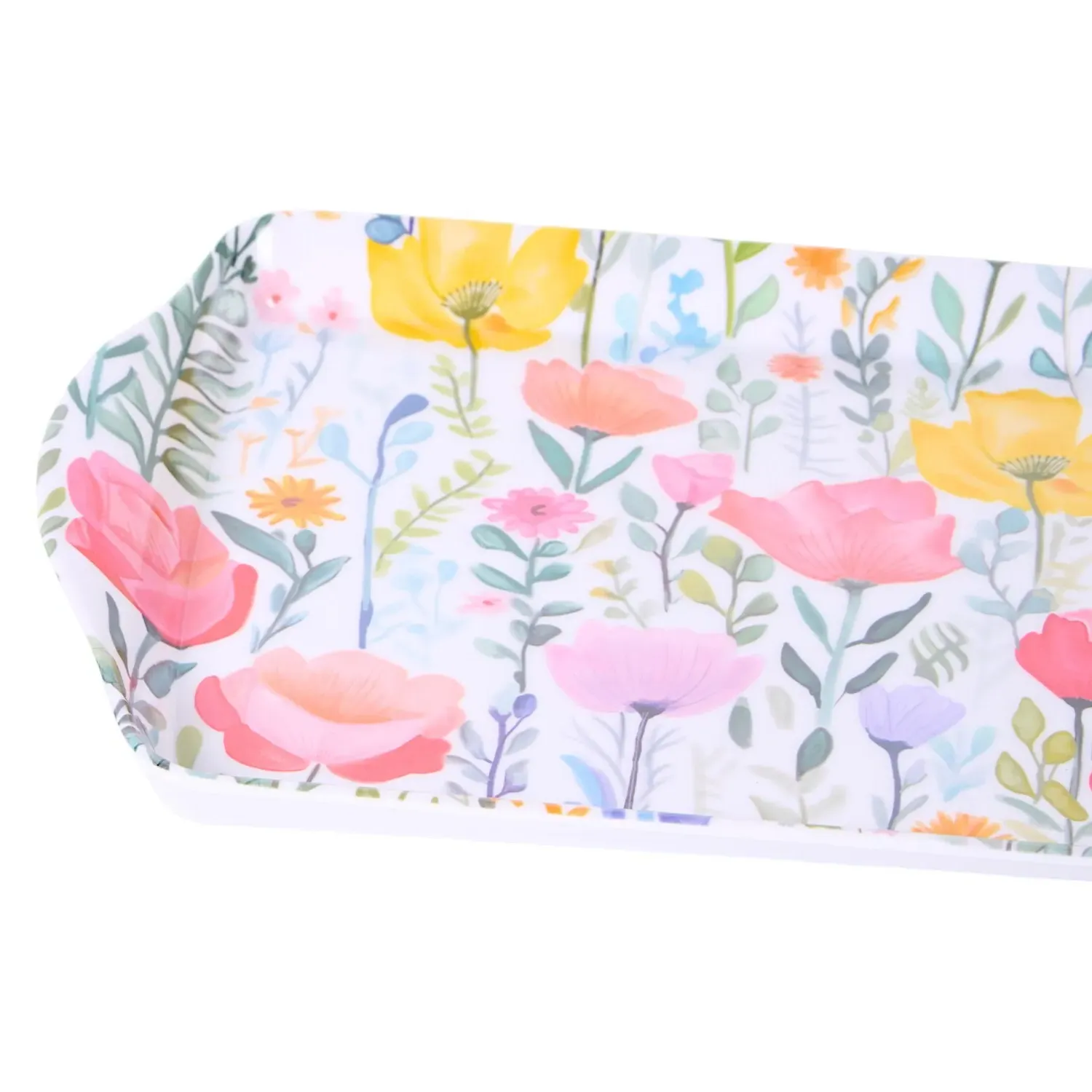 Poppy Meadow Long Drinks Tray - White, Pink