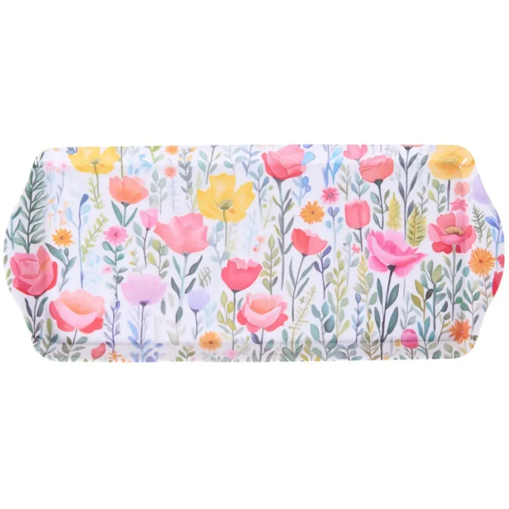 Poppy Meadow Long Drinks Tray - White, Pink