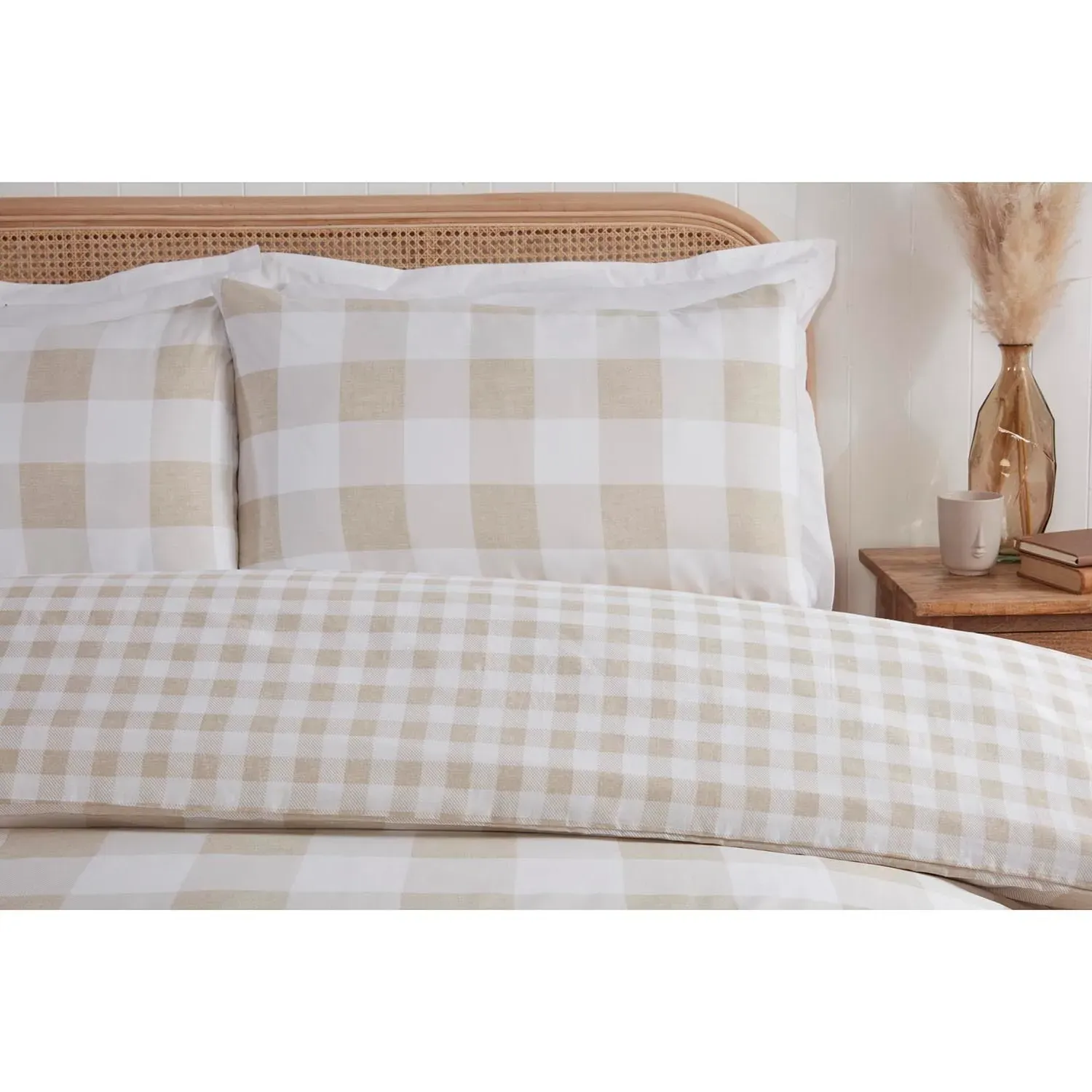 Portland Check Double Duvet Cover Set - Natural