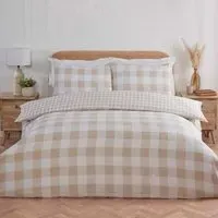 Portland Check Double Duvet Cover Set - Natural