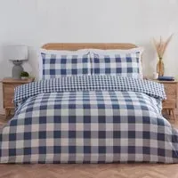 Portland Check King Duvet Cover Set - Navy
