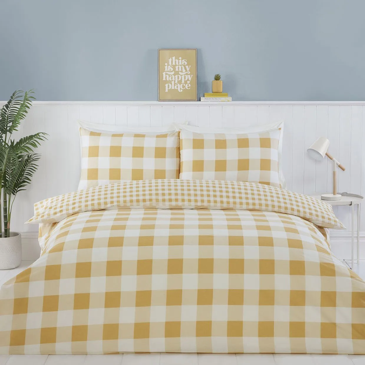 Portland Check King Duvet Set - Yellow