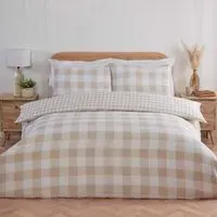 Portland Check King Size Duvet Cover Set - Natural