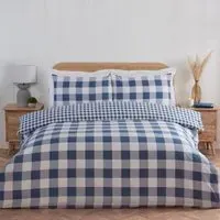 Portland Check Single Duvet Cover Set - Navy