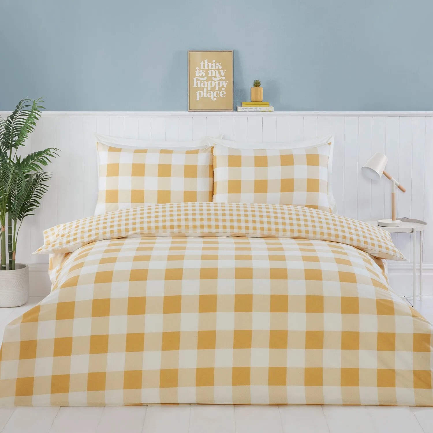 Portland Check Single Duvet Set - Yellow
