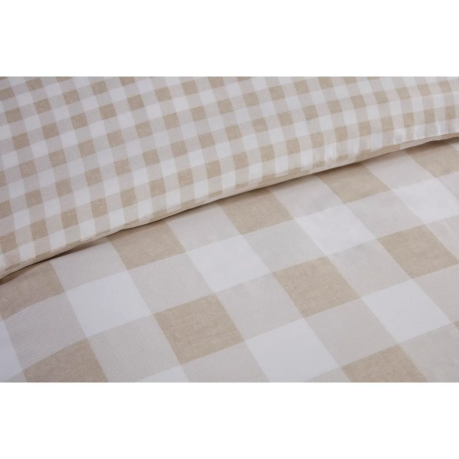 Portland Check Super King Duvet Cover Set - Natural