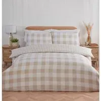 Portland Check Super King Duvet Cover Set - Natural