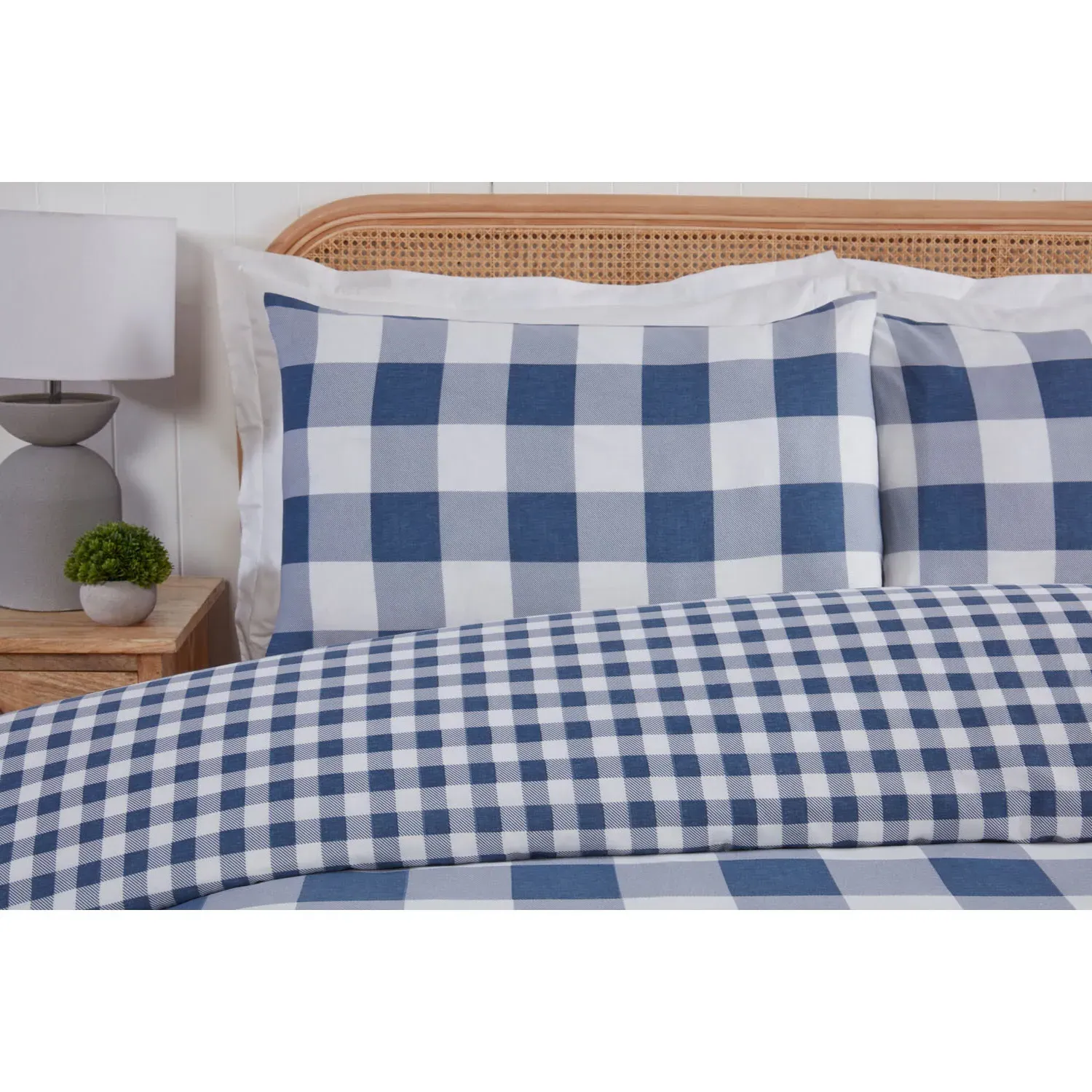 Portland Check Super King Duvet Cover Set - Navy