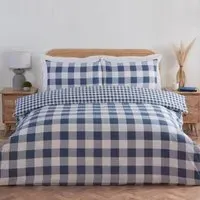 Portland Check Super King Duvet Cover Set - Navy