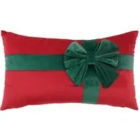 Present Shaped Cushion with Bow - Red