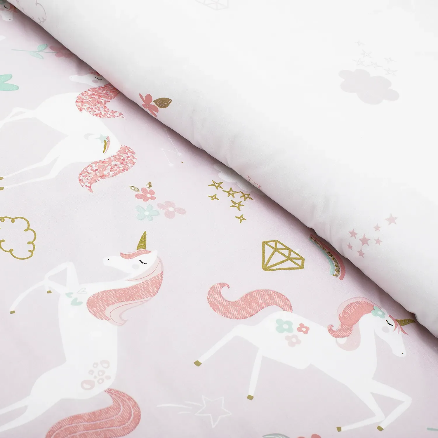 Pretty Glitter Unicorns Single Duvet Cover Set - Multi