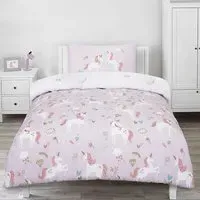 Pretty Glitter Unicorns Single Duvet Cover Set - Multi