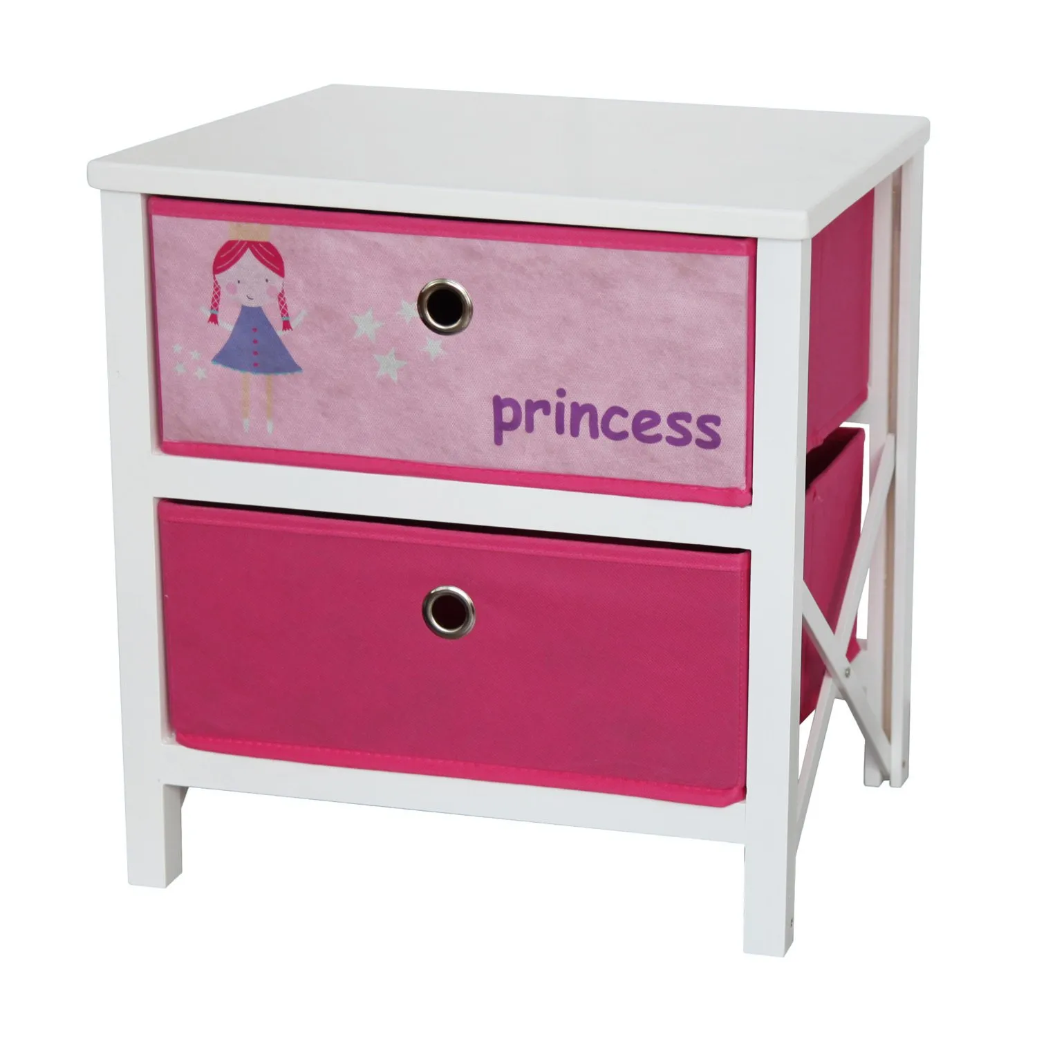 Princess Two Drawer Bedside - Pink image