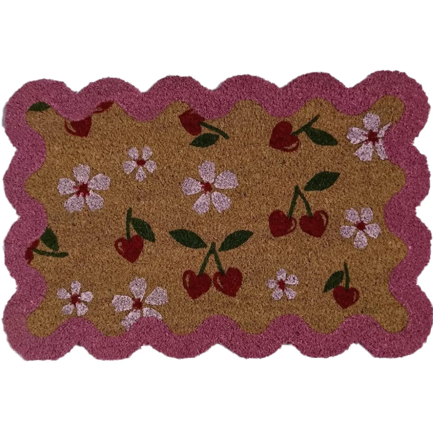 Printed Coir Door Mat - Brown and Pink