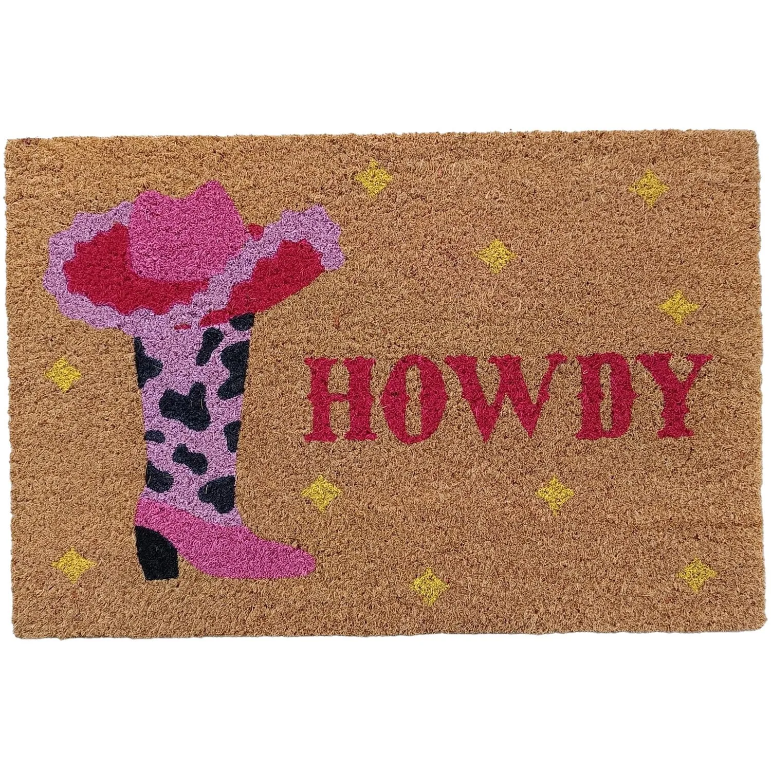 Printed Coir Door Mat - Brown and Pink image