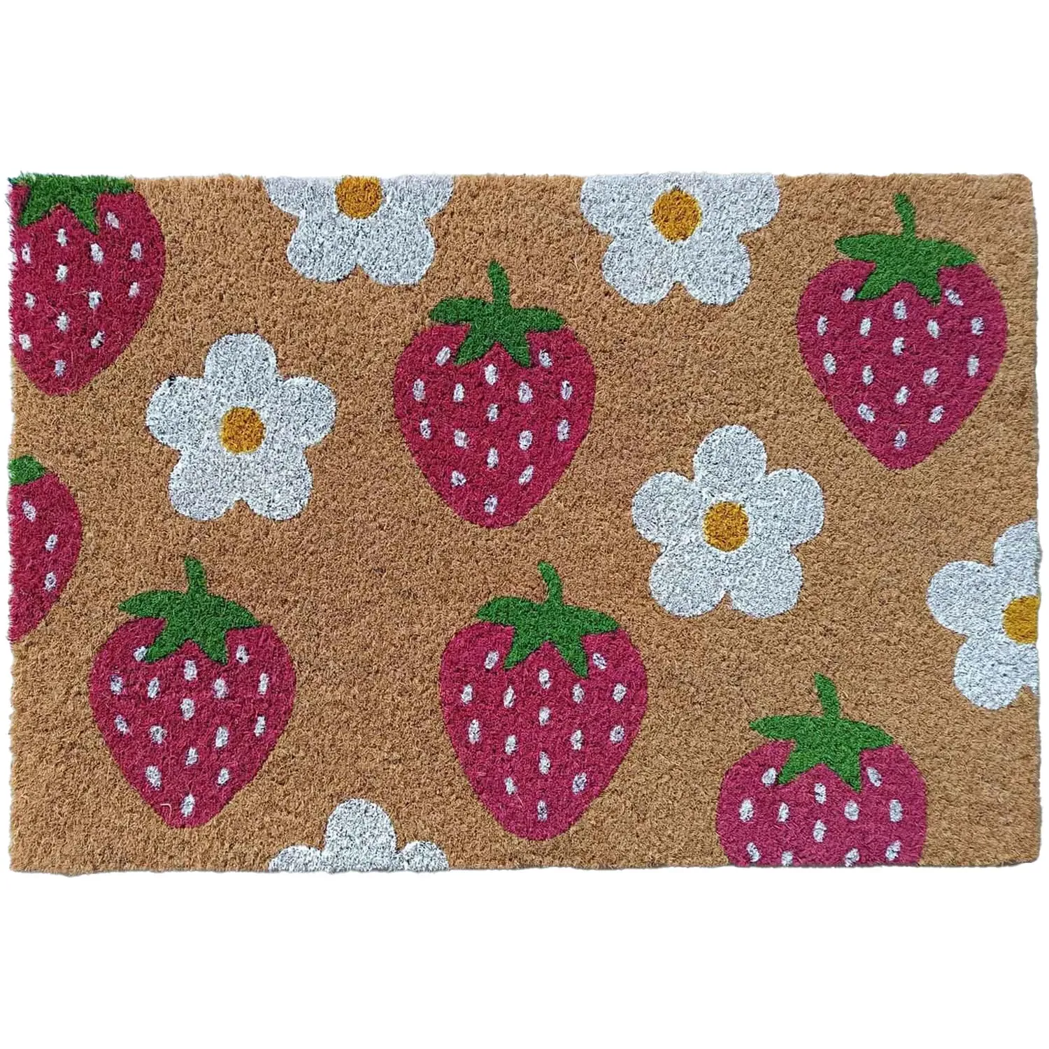 Printed Coir Door Mat with Spring Design - Multicolour
