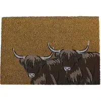 Printed Coir Doormat with PVC Backing - Brown, 60x40cm