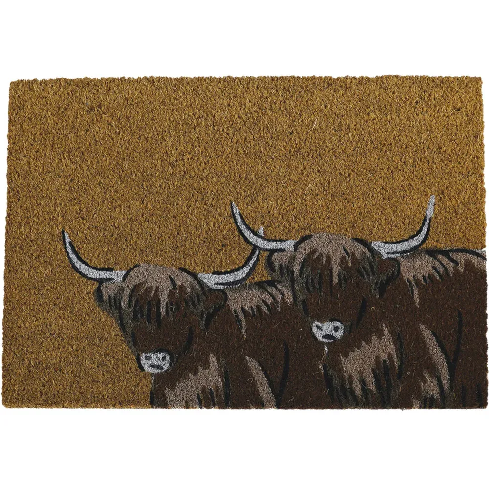 Printed Coir Doormat with PVC Backing - Brown, 60x40cm image