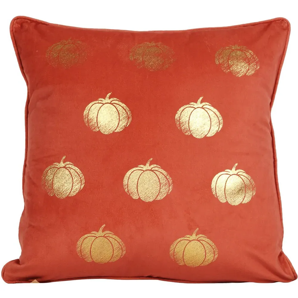 Pumpkin Gold Foiled Cushion - Rust