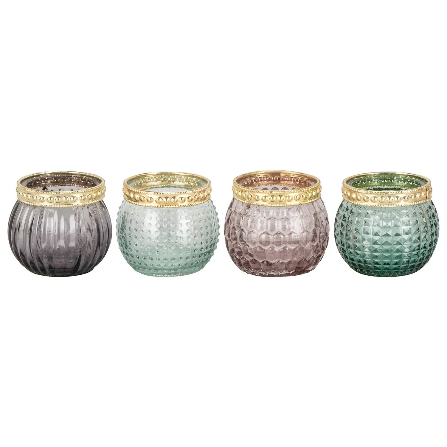 Pure Decor Jewel Candle Holders 4 Pack - Gold, Glass image