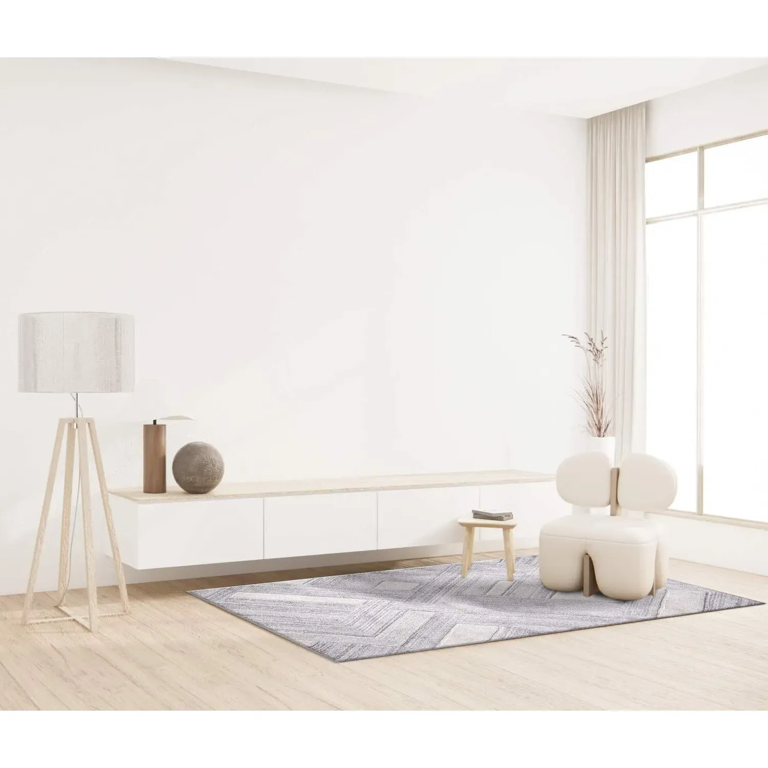 Pyzm 140cm Rug - Light Grey