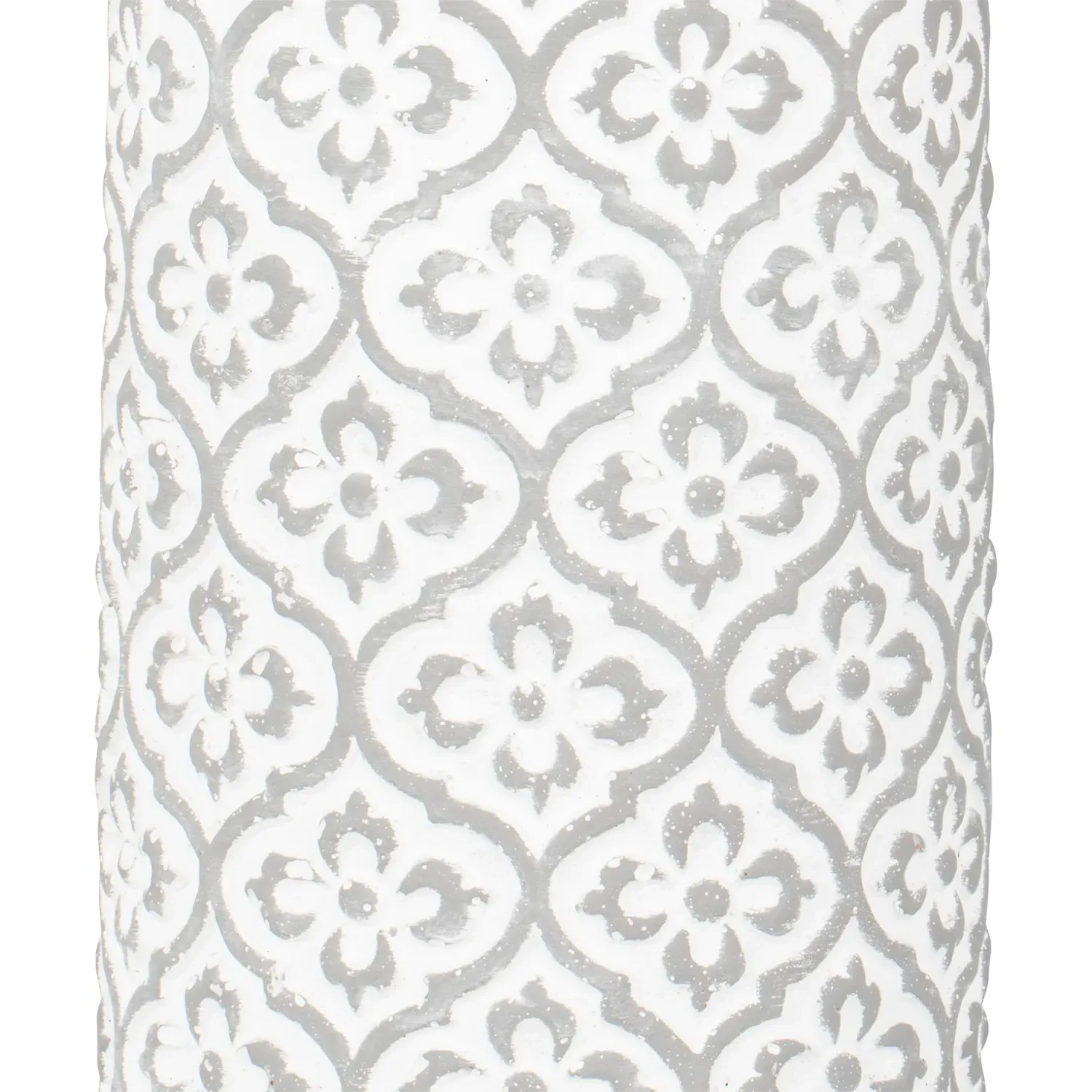 Quatrefoil Cylinder Table Lamp - White, Concrete