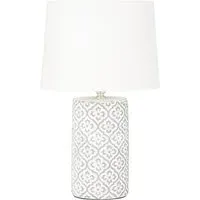 Quatrefoil Cylinder Table Lamp - White, Concrete