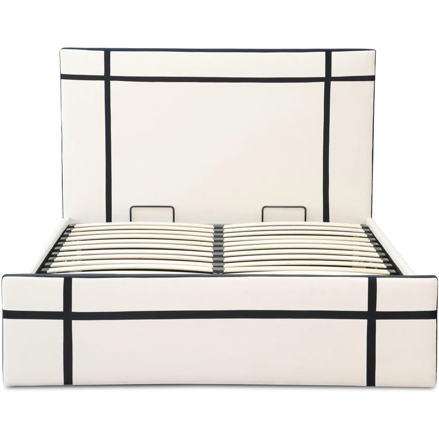 Quinn King Size Bed with Storage - Cream, Velvet