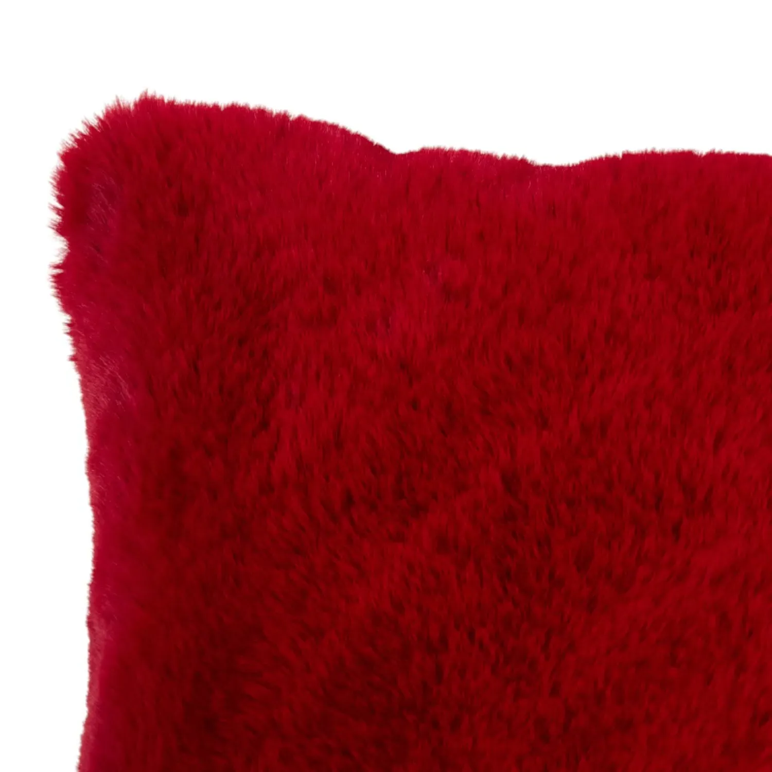 Rabbit Faux Fur Cushion - Red