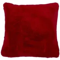 Rabbit Faux Fur Cushion - Red