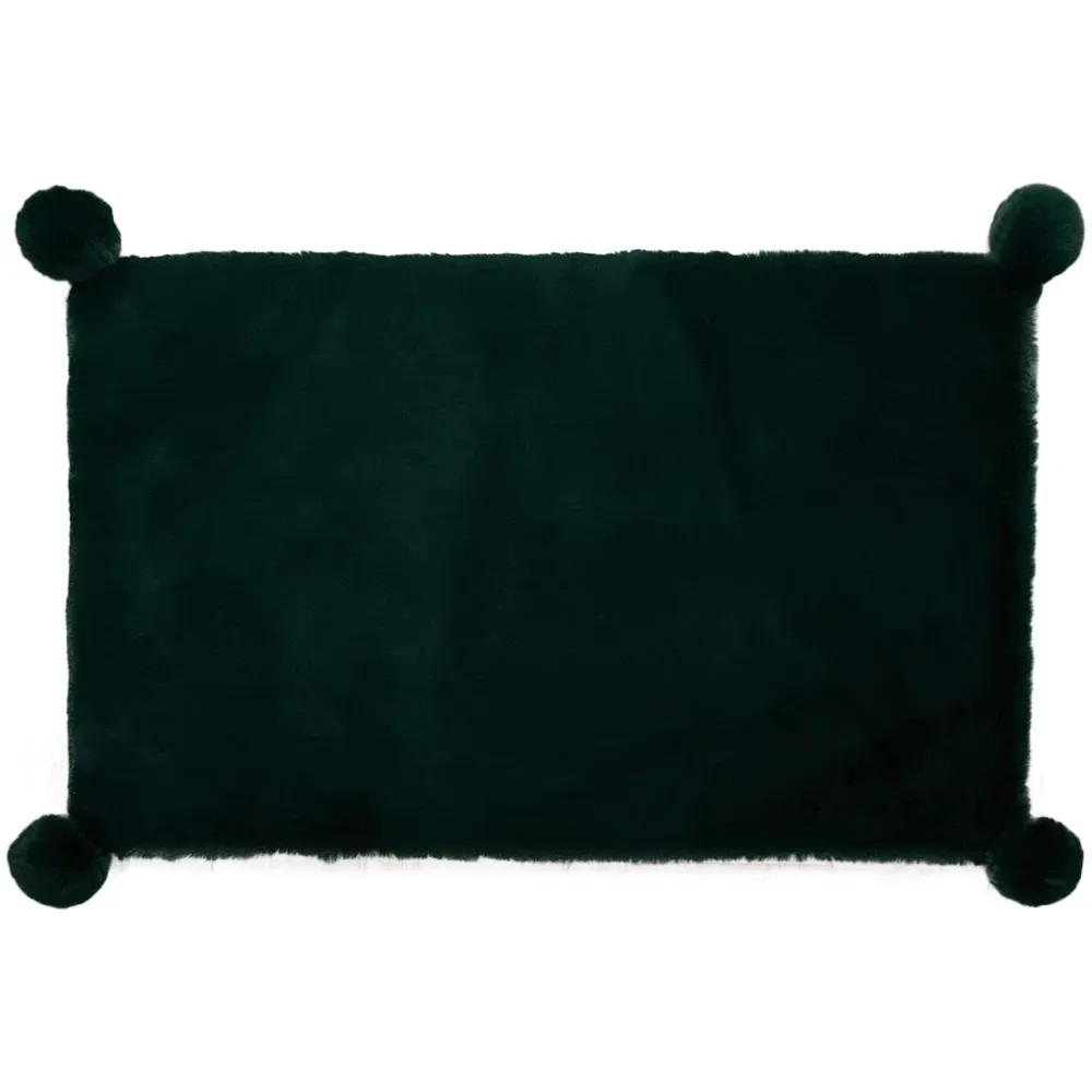 Rabbit Fur Pom Rug - Emerald image