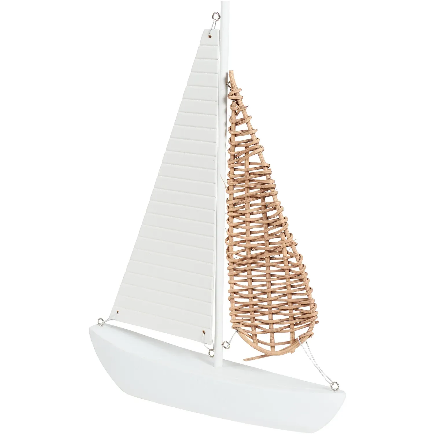 Raffia Sailboat Ornament - White
