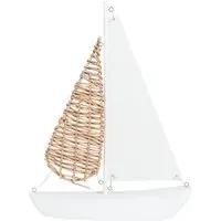 Raffia Sailboat Ornament - White
