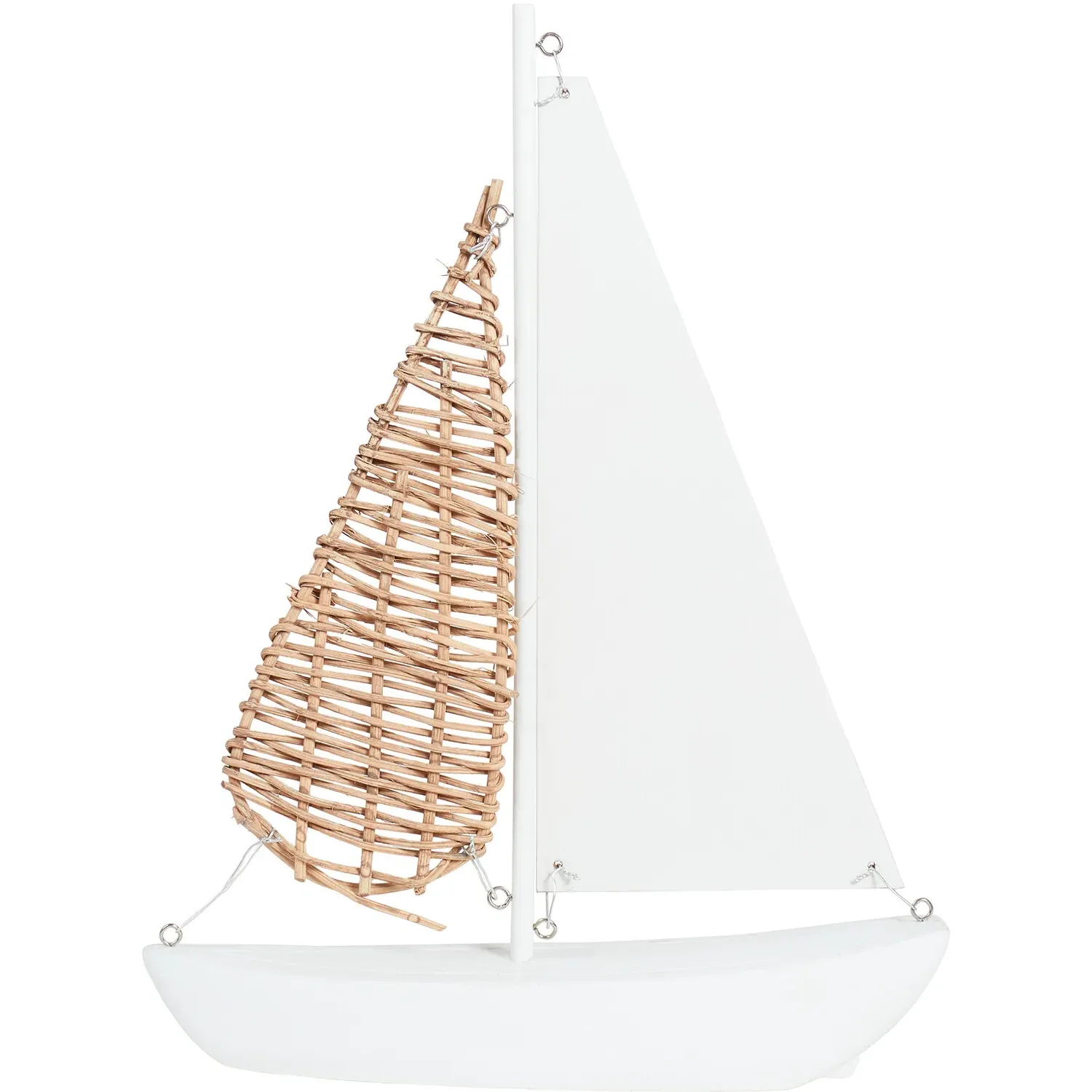 Raffia Sailboat Ornament - White