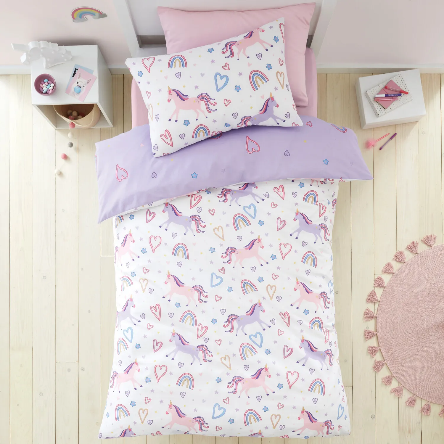 Rainbow Unicorn Duvet Set - Purple