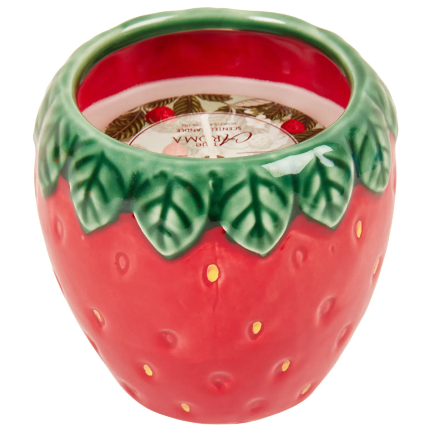 Raspberry and Strawberry Ceramic Candle - Red