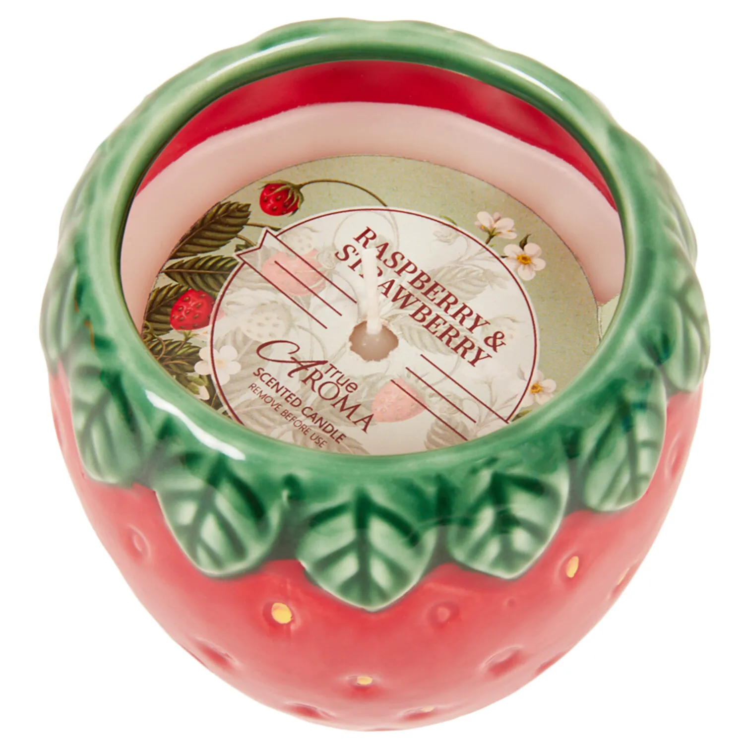 Raspberry and Strawberry Ceramic Candle - Red