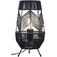 Rattan Effect Table Lamp - Black