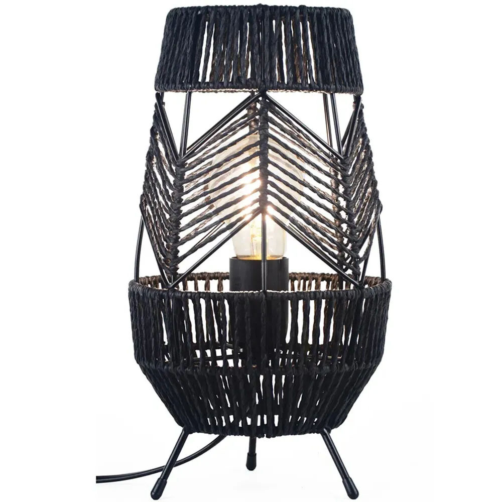 Rattan Effect Table Lamp - Black image